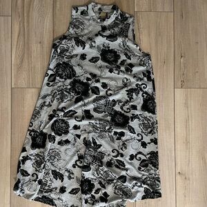 Philosophy Black Velvet Floral Grey High Neck Dress